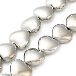 с Платиновым Покрытием Стеклянные бусины с гальваническим покрытием , сердце, с покрытием платиным, 9.5x10.5x5 мм, отверстие : 0.9 мм, около 44 шт / нитка, 15.75'' (40 см)