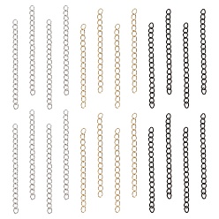 Mixed Color 90Strands 3 Colors 304 Stainless Steel Chain Extender, Mixed Color, 47~53x3mm, 30strands/color