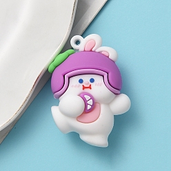 Сине-фиолетовый Пластиковые подвески из пвх, кролик, синий фиолетовый, 46x37 мм