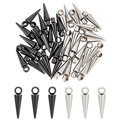 (52) Непрозрачная лаванда 40 шт 2 цвета подвески из нержавеющей стали, шарм конус/шип, разноцветные, 19.5x5 мм, отверстие : 3 мм, 20 шт / цвет