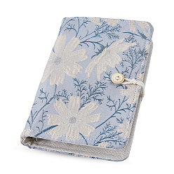 Light Blue Polyester Loose-leaf Planner Notebook Cover, Binder Cover, Rectangle with Flower Pattern, Light Blue, 185x120x26mm
