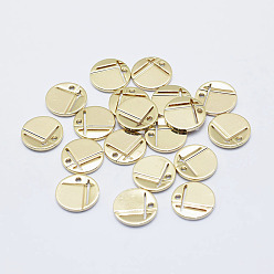 Echt 18 k vergoldet Messing Charme, langlebig überzogen, echt 18 k vergoldet, Nickel frei, Flachrund, 10x1 mm, Bohrung: 1.5 mm
