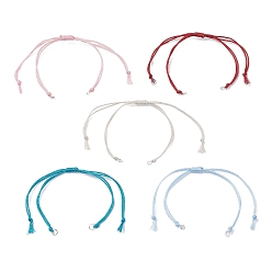 (52) Непрозрачная лаванда Изготовление плетеного браслета из полиэфирного шнура, с открытыми пружинными кольцами из нержавеющей стали 304, для подвесок-соединителей, цвет нержавеющей стали, разноцветные, 5-3/4 дюйм (14.7 см)
