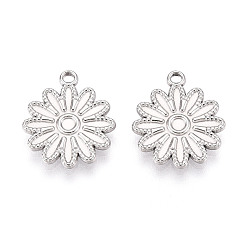 Нержавеющая Сталь Цвет 304 из нержавеющей стали цветочные кулоны, цвет нержавеющей стали, 19x16.5x2 мм, отверстие : 1.6 мм