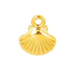 Золотой 304 прелести нержавеющей стали, шарм в форме ракушки, золотые, 12x10 мм