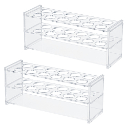 Прозрачный 12 акриловые подставки для пробирок с отверстиями, многофункциональная стойка для держателей, прямоугольные, прозрачные, 180x57x74.5 мм, отверстие : 21.5 мм