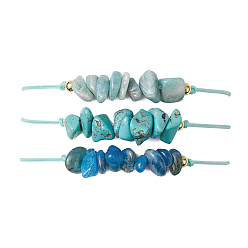 Смешанные камни 3шт 3 стили браслеты из бисера с драгоценными камнями, с латунной бисера, чип, внутренний диаметр: 2-7/8 дюйм (7.3 см), 1 шт / стиль