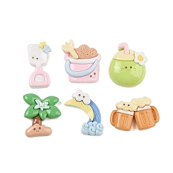 Mixed Shapes Летняя тема, непрозрачная смола, декодированные кабошоны, кокосовая пальма, пиво и песочница, разнообразные, разнообразные, 18.5~27x14~28.5x7~9 мм