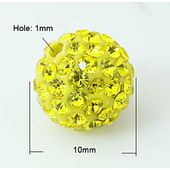 Цитрин Pave disco бусины, Бусины со стразами, полимерная глина , класс А, цитрин, 10 мм, отверстие : 1 мм