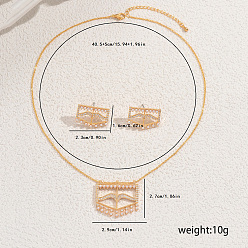 Золотой Комплекты серег и ожерелий из латуни с микропаве из кубического циркония для женщин, золотые