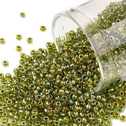 (996) Gilt Lined AB Peridot TOHO Round Seed Beads, Japanese Seed Beads, (996) Gilt Lined AB Peridot, 11/0, 2.2mm, Hole: 0.8mm, about 5555pcs/50g