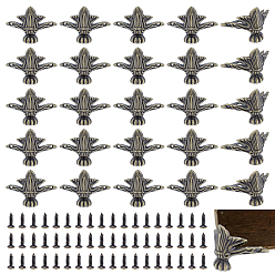Античная Бронза 52 шт. ножки из винтажного сплава для деревянных ящиков, угол коробки, с винтом 104 шт., античная бронза, 29x39.5x22.5 мм