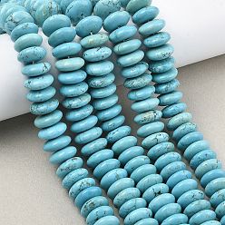 Бирюза Крашеные нити из натурального магнезита, рондель, бирюзовые, 16~16.5x7~7.5 мм, отверстие : 1.2 мм, около 57 шт / нитка, 15.12'' (38.4 см)