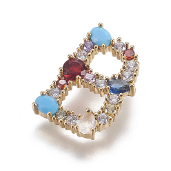 Letter B Подвески латунные горный хрусталь, с кубического циркония, буквы, золотые, красочный, letter.b, 19x12.5x2.5 мм, отверстие : 3.5x2.5 мм