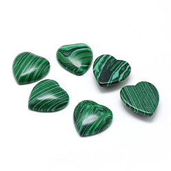 Малахит Синтетические малахитовые кабошоны из драгоценных камней, сердце, 15x18x6 мм