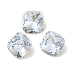 Свет Сапфира Стеклянные стразы кабошоны, задние и задние, граненые, квадратный, света сапфир, 6x6x3.5 мм