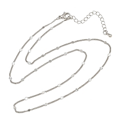 Platino Collares de cadena trenzada con disco de latón, larga duración plateado, chapado en rack, sin plomo y el cadmio, Platino, 17.52 pulgada (44.5 cm)