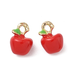 Золотой Подвески из эмали и сплава, яблочные прелести, долговечный, без свинца и без кадмия, золотые, 11.5x8x7 мм, отверстие : 1.6 мм