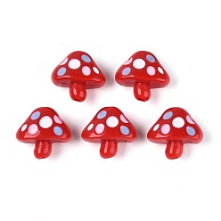 Малиновый Непрозрачные акриловые бусины, с эмалью, гриб, малиновый, 17.5x19x11 мм, отверстие : 2.8 мм
