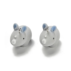 Rhinoceros Подвески из непрозрачной смолы, с железной платиной петлей, носорог, 21x29x14.5 мм, отверстие : 2 мм