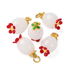 Белый Подвески лэмпворк ручной работы, с латунной фурнитурой матового золотого цвета, фрукты, с целью перехода в кольце, белые, 21.5~22.5x12 мм, отверстие : 4 мм