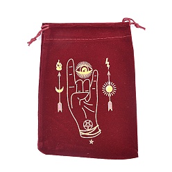 Palm Бархатные сумки для хранения, мешочек на шнурке для упаковки карт Таро, прямоугольные, темно-красный, ладонь, 18x13 см