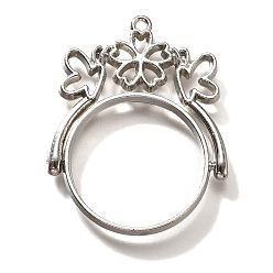 Платина Подвесные подвески из сплава, для diy уф смолы, эпоксидная смола, без кадмия, без никеля и без свинца, плоские круглые с бабочкой, платина, 38.5x30x3.5 мм, отверстие : 1.5 мм