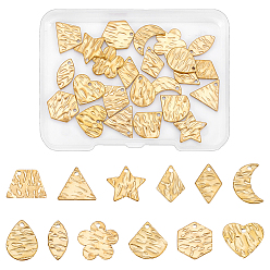 Mixed Shapes 24Stk. 12 Stile 304 Edelstahlanhänger stainless, golden, Mischformen, 8.5~12x6~12 mm, 2 Stück / Stil