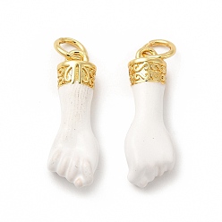 Белый Эко-подвески с покрытием из латуни и эмали, долговечный, реальный 18 k позолоченный, с целью перехода в кольце, ручное очарование, белые, 20x7x4.5 мм, Перейти кольцо: 5x0.8 мм, 3.4 мм внутренним диаметром