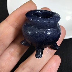 Синий Авантюрин Окрашенный и нагретый натуральный синий авантюрин в форме кадила для украшения витрины, подставка-держатель для хрустальной сферы, 30x30 мм