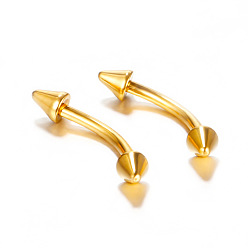 Золотой 304 бровные кольца из нержавеющей стали, изогнутая штанга, украшения для пирсинга бровей, золотые, 3 мм, штифты : 1.2x10 мм