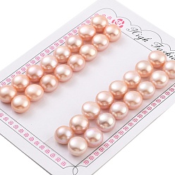 Pink Сорт 6бусины из натурального культивированного пресноводного жемчуга, половине просверлил, полукруглые бусины, розовые, 10.5~11x8 мм, отверстие : 1 мм