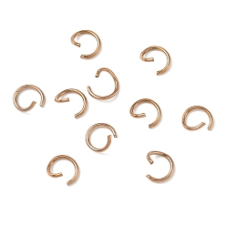 Розовое Золото 304 кольца прыжок из нержавеющей стали, круглые кольца, открытые кольца прыжок, розовое золото , 8x1 мм, внутренний диаметр: 6 мм