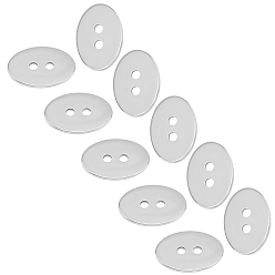 Stainless Steel Color 2-Hole Flat Oval 304 Stainless Steel Sewing Buttons for Bracelet Making, Stainless Steel Color, 12x17x1mm, Hole: 2mm, 50pcs/box