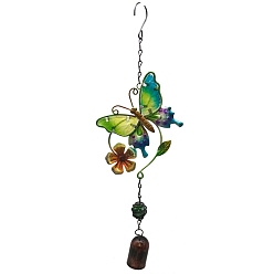 Gold Butterfly Iron Pendant Decorations, Wind Chime, for Garden Hanging Decorations, Gold, 410mm