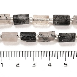 Rutilated Кварц Натуральный черный Rutilated кварцевые нити бисера, с бисером, граненые колонки, 9~11x6~7.5x6~7.5 мм, отверстие : 1.2 мм, около 30 шт / нитка, 15.16~15.55 дюйм (38.5~39.5 см)