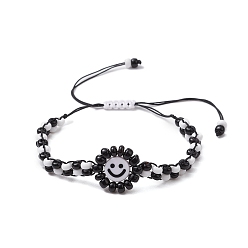 Черный Браслеты из стеклянных бусинок, чёрные, внутренний диаметр: 1-5/8~3-1/2 дюйм (4.1~9 см)