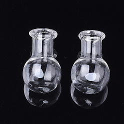 Clear Handmade One Hole Blown Glass Globe Cover, For Bottle Pendant Making, Clear, 24.5~25x15mm, Hole: 6mm, Bottle Capacity: 1.8ml(0.06 fl. oz)
