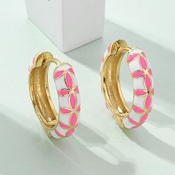 Белый Дым Латунные серьги обруча, с эмалью, без свинца и без кадмия, реальный 18 k позолоченный, стойки покрытие, серый, 20x5 мм