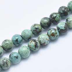 African Turquoise(Jasper) Natural African Turquoise(Jasper) Beads Strands, Round, 6mm, Hole: 1mm, about 61pcs/strand, 15.5 inch(39.5cm)