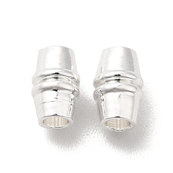 925 Sterling Silver Plated Brass Bead, Cadmium Free & Lead Free, Barrel, 925 Sterling Silver Plated, 6x4mm, Hole: 2mm