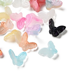 (52) Непрозрачная лаванда Окрашенные и нагретые прозрачные стеклянные бусины с градиентным цветом, бабочка, с блеском порошок, разноцветные, 10x14x7 мм, отверстие : 1.1 мм