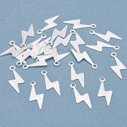 Посеребрённый Латунь прелести, молния, 925 серебро покрытием, 14x5.5x0.5 мм, отверстие : 1 мм