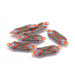 Разноцветный Японский бисер miyuki & toho ручной работы ссылки, Ткацкий станок, красочный, 35~36.5x12.5x2 мм, отверстие : 2x3 мм