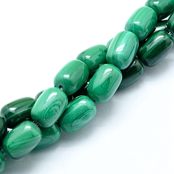Malachite Malachite naturelles brins de perles, colonne, 12x8mm, Trou: 0.8mm, Environ 32 pcs/chapelet, 15.75 pouce (40 cm)