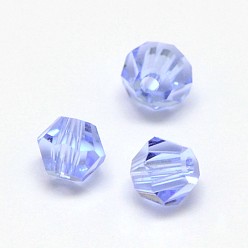 Light Blue Imitation 5301 Bicone Beads, Transparent Glass Faceted Beads, Light Blue, 4x3mm, Hole: 1mm, about 720pcs/bag