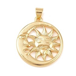 Золотой Латунные подвески, солнце, золотые, 24.5x22x2 мм, отверстие : 4x3.2 мм
