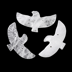 Хрусталь Большие резные подвески из натурального кварцевого кристалла, подвески из горного хрусталя в виде голубя мира, 28~29x51~52x6~6.5 мм, отверстие : 1.2 мм