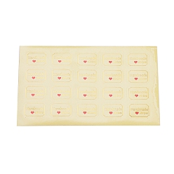 Прозрачный Наклейки на день Святого Валентина, этикетки наклейки наклейки, для подарочной упаковки, прямоугольник со словом ручной работы с любовью, прозрачные, 20x30 мм