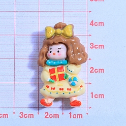 Желтый Рождественская серия из непрозрачной смолы декодирует кабошоны, Милая девушка, желтые, 40x25 мм